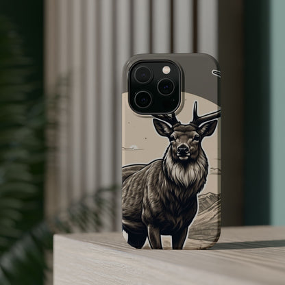 Monochrome Majesty – Regal Stag MagSafe iPhone Cases