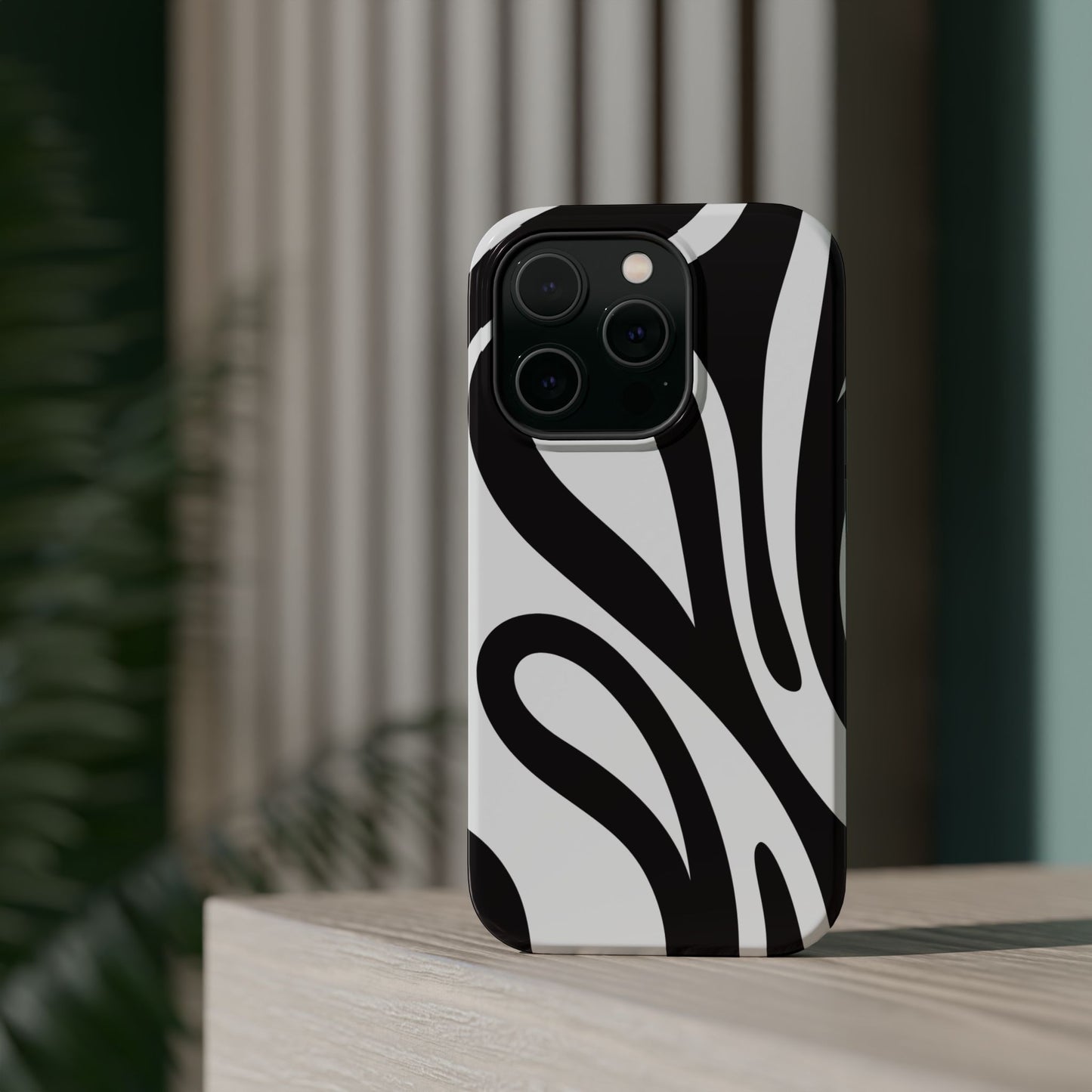 Modern Black and White Abstract Tough MagSafe iPhone Case – Bold Graphic Pattern with Dual-Layer Protection