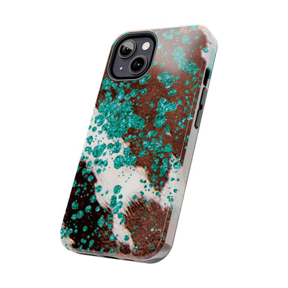 Teal Glitter Cowhide - iPhone Series Case