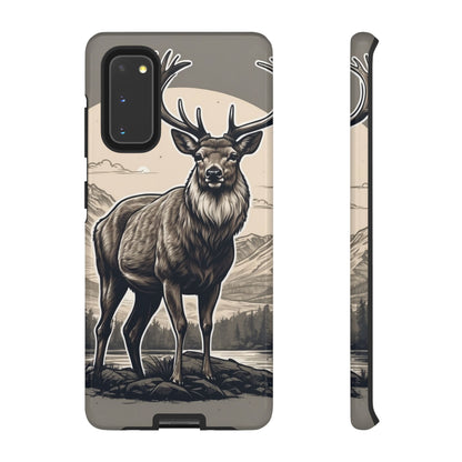 Monochrome Majesty – Regal Stag Samsung Galaxy Phone Case