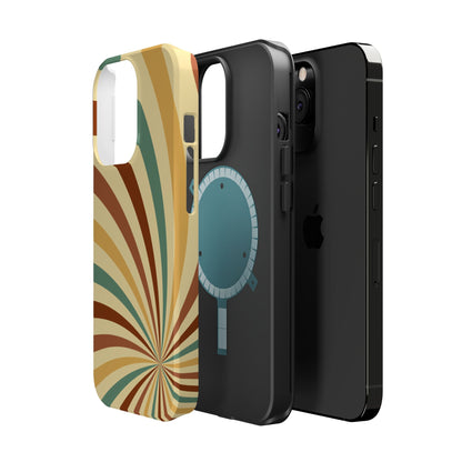 Earthy Retro Swirl MagSafe iPhone Case – Dual-Layer Protection with 70s-Inspired Earth Tones