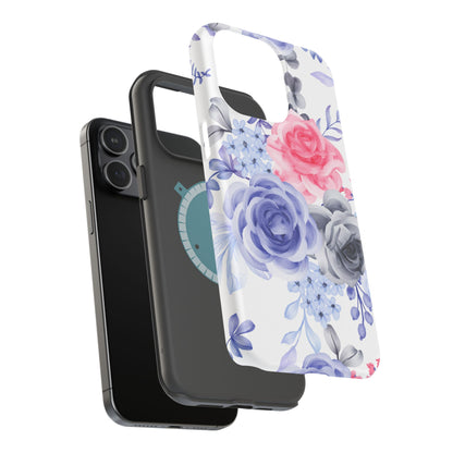 Elegant Blue Floral Watercolor Design – MagSafe iPhone Case