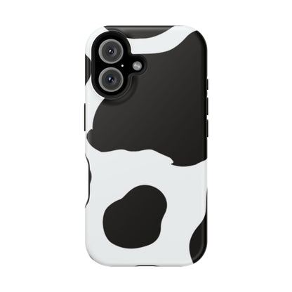 Bold Black and White Cow Print Tough MagSafe iPhone Case – Modern Animal Pattern with Dual-Layer Protection