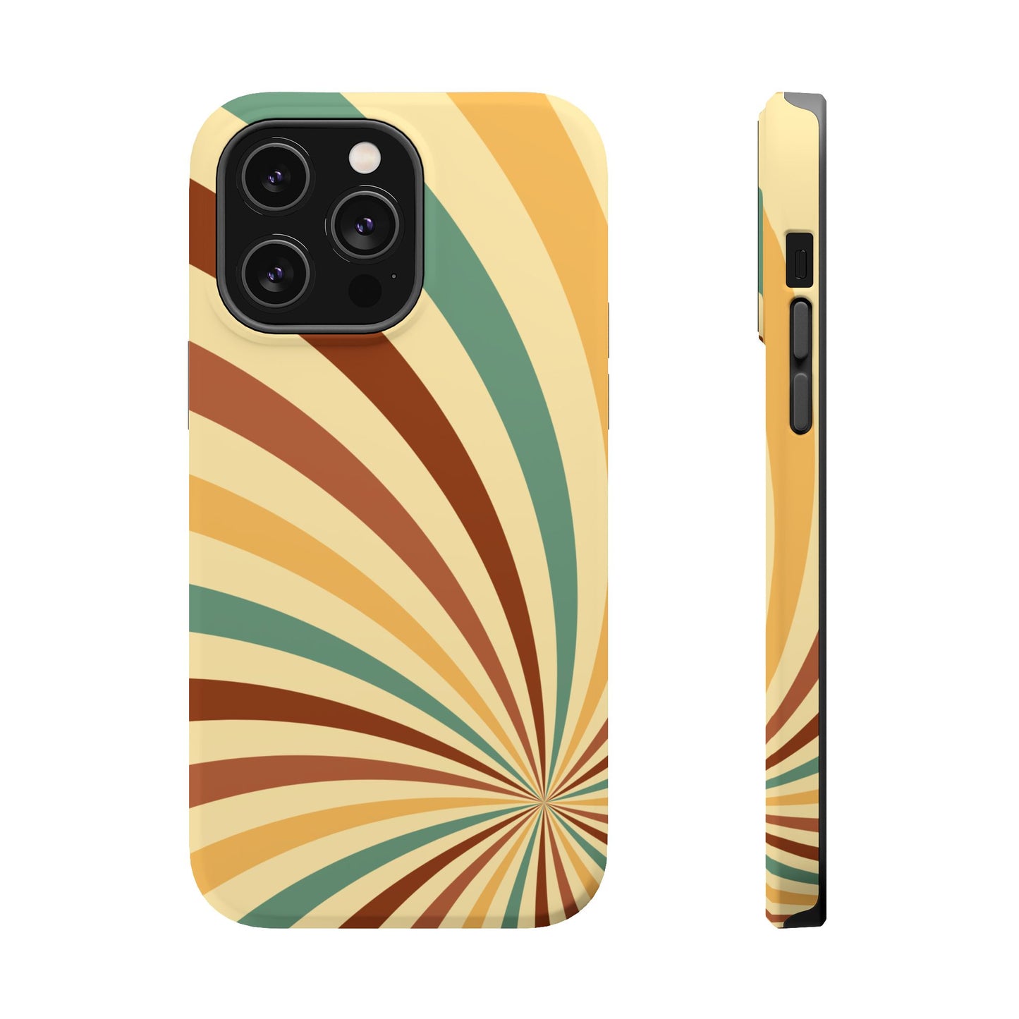 Earthy Retro Swirl MagSafe iPhone Case – Dual-Layer Protection with 70s-Inspired Earth Tones