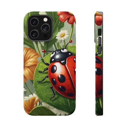 Ladybug Garden MagSafe iPhone Case – Whimsical Floral Design