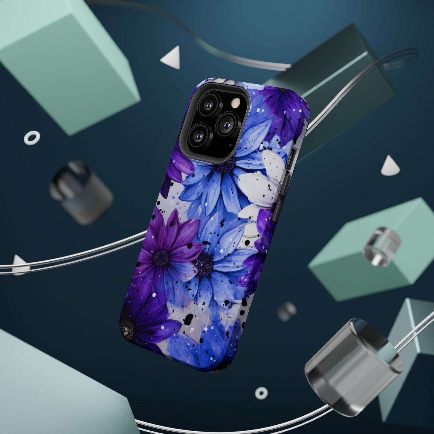 Vibrant Purple & Blue Floral Splash - MagSafe iPhone Series Case