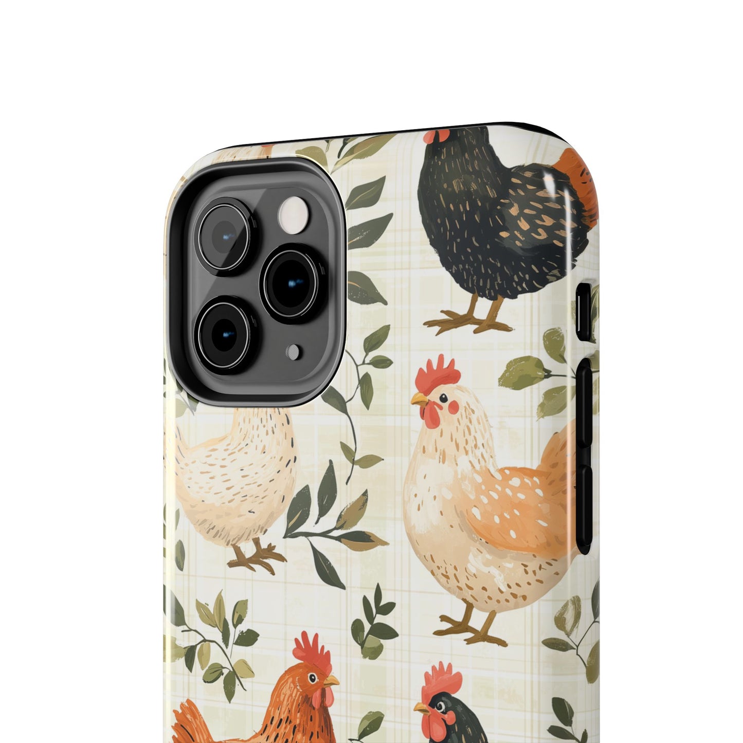 iPhone Case: Vintage Chicken Farmhouse Case – Rustic Leaves Design