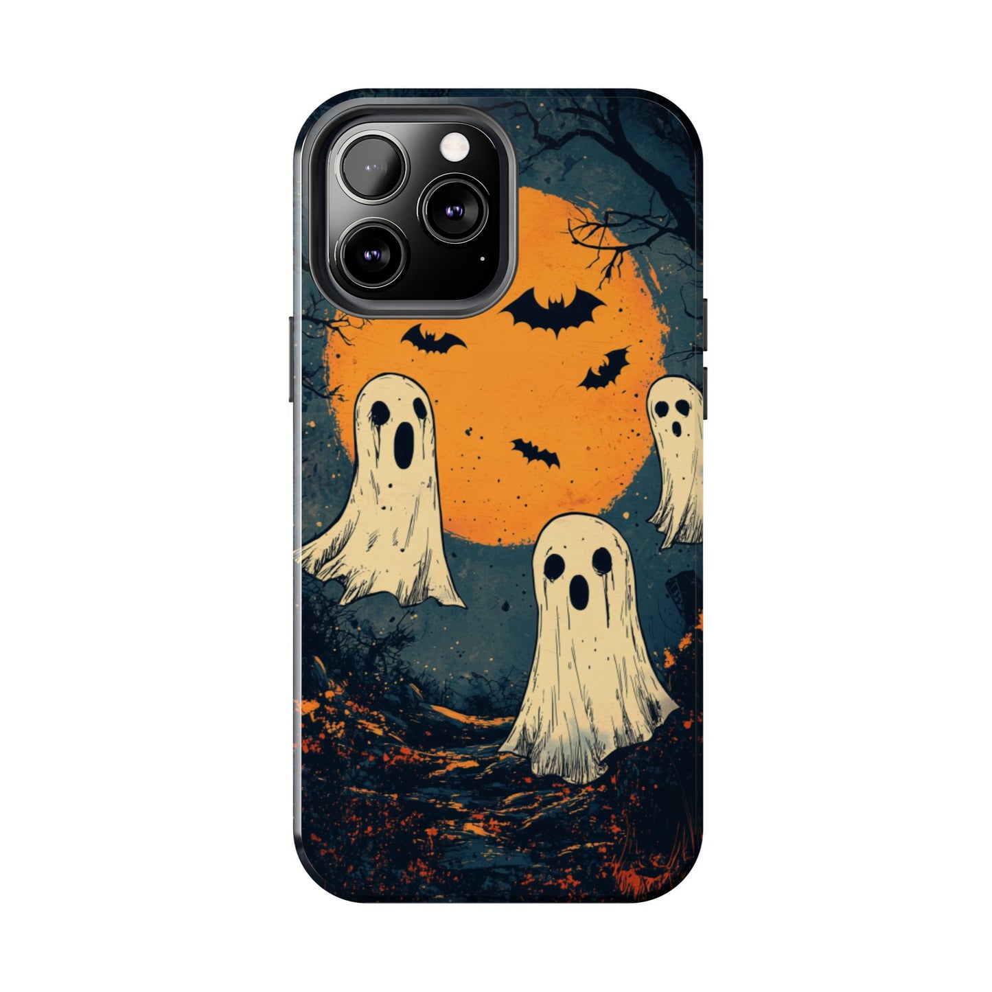 Haunted Ghosts & Full Moon iPhone Case – Spooky Halloween Design