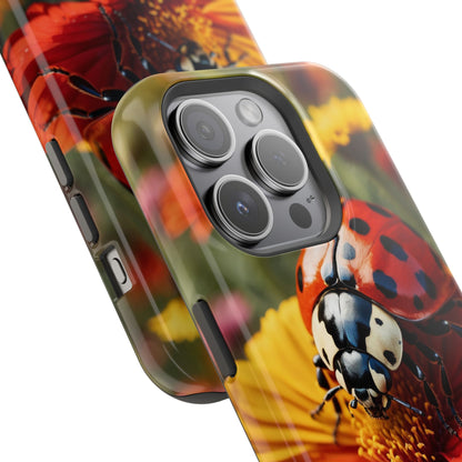 Ladybug on Orange Daisy - MagSafe iPhone Case