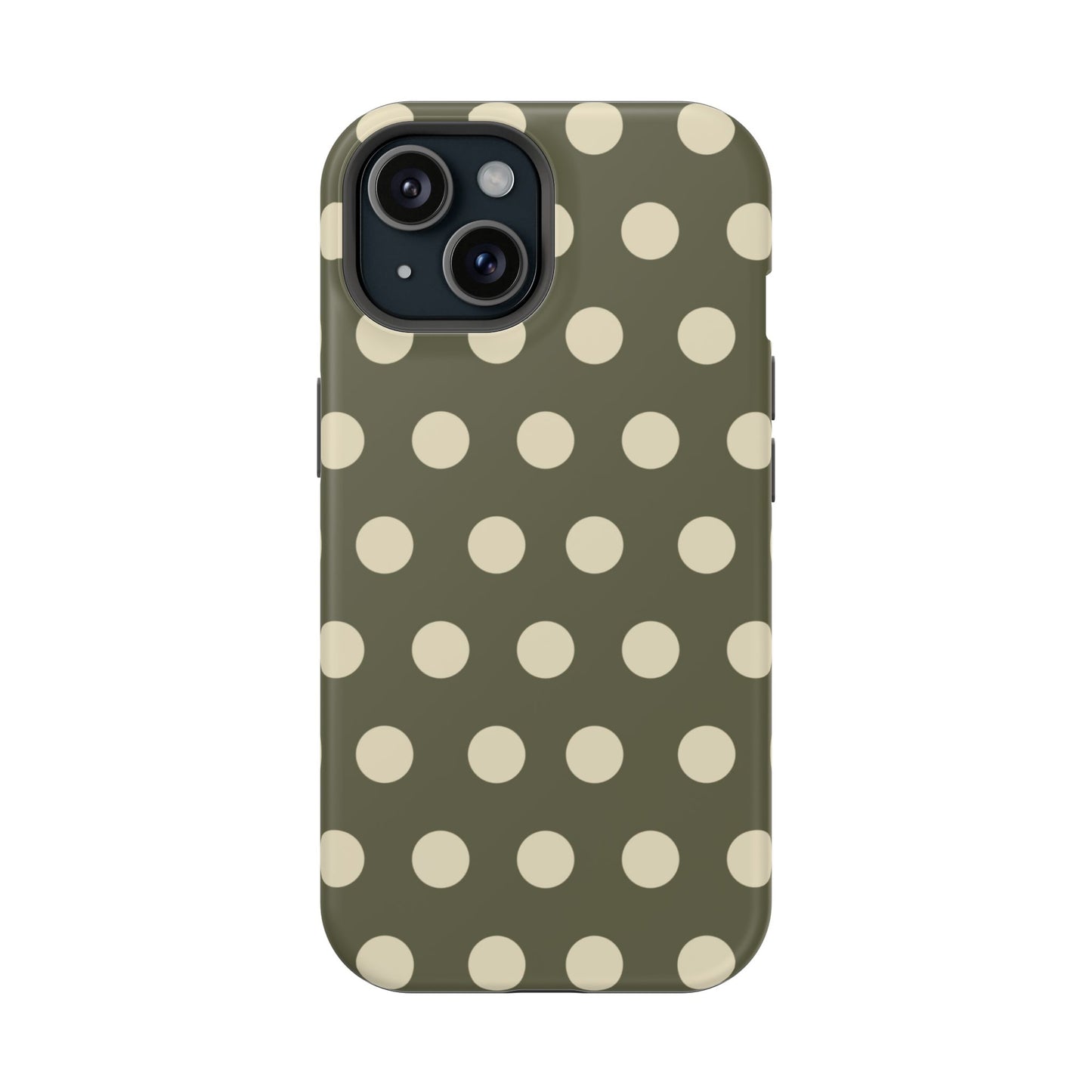 Vintage Green & Cream Polka Dots – MagSafe iPhone Case