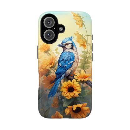 Blue Jay & Sunflowers Phone Case - Perfect Gift for Bird Lovers!