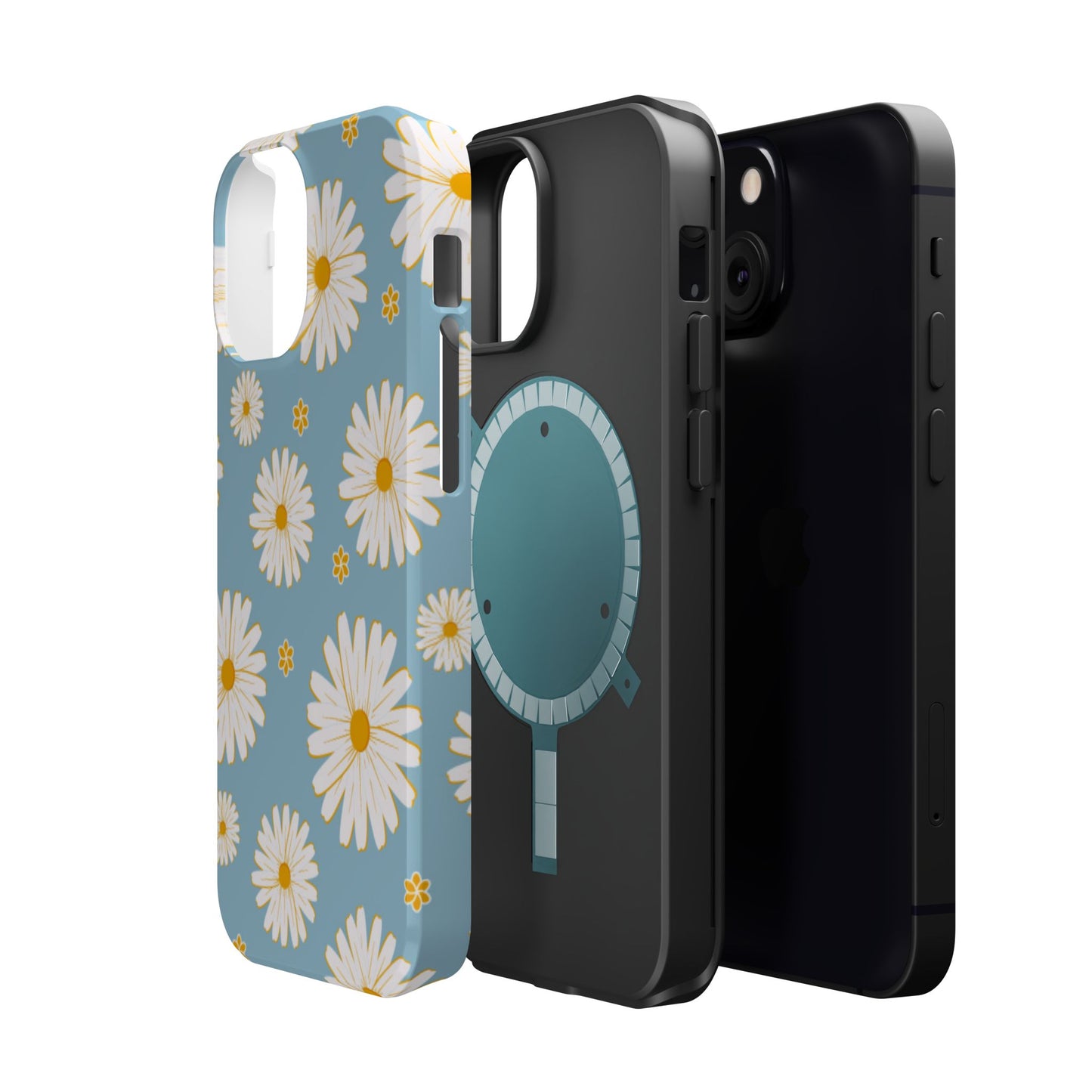 Bright Daisy MagSafe iPhone Case – Light Blue Background, Shockproof and Slim Design