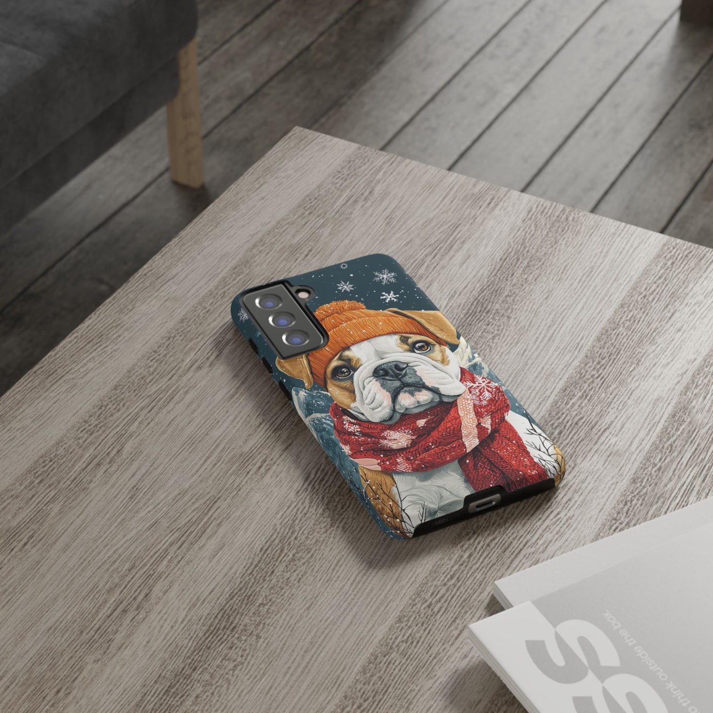 Cozy French Bulldog Samsung Galaxy Case – Rustic Fireplace Protective Cover