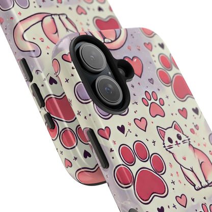 Cute Cat and Paw Print iPhone Case - Pet Lover’s Protective Cover