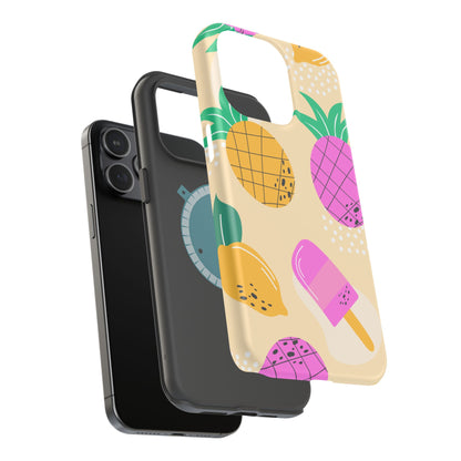 Tropical Pop MagSafe iPhone Case – Fun Pineapple & Lemon Design with Vibrant Summery Colors