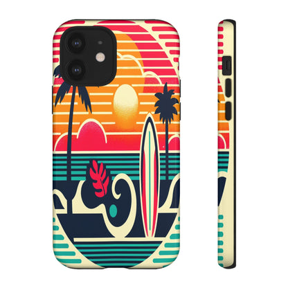 Retro Beach Vibes iPhone Case - Sunset Surfing Protective Cover