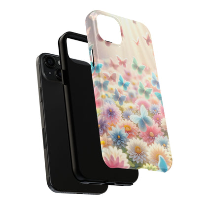 Butterfly Flower Garden - iPhone Case - Pastel Floral Protective Cover