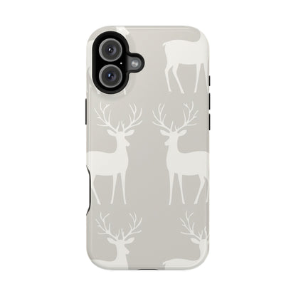 Elegant White Reindeer Pattern – MagSafe iPhone Series Case