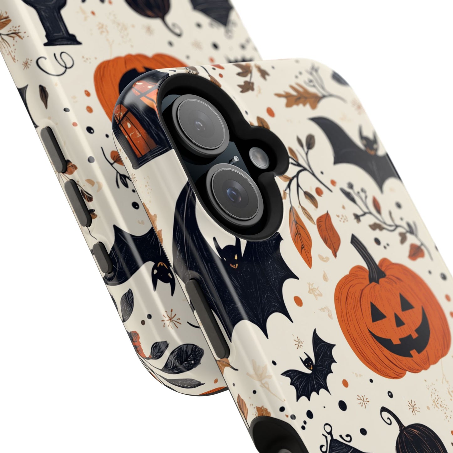 Charming Halloween MagSafe iPhone Case – Pumpkin, Bats, and Spooky Lantern Design