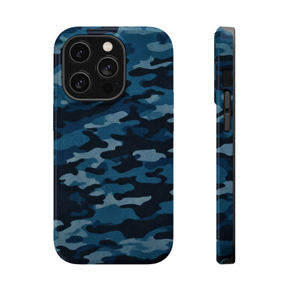 Dark Blue Camouflage – MagSafe iPhone Case with Modern Rugged Style