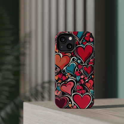 Vibrant Multicolor Heart Art – MagSafe-Compatible iPhone Case