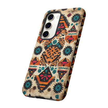 Bohemian Leopard & Tribal Floral Tough Samsung Galaxy Case – Vibrant Eclectic Design, Dual - Layer Protection - BOGO Cases