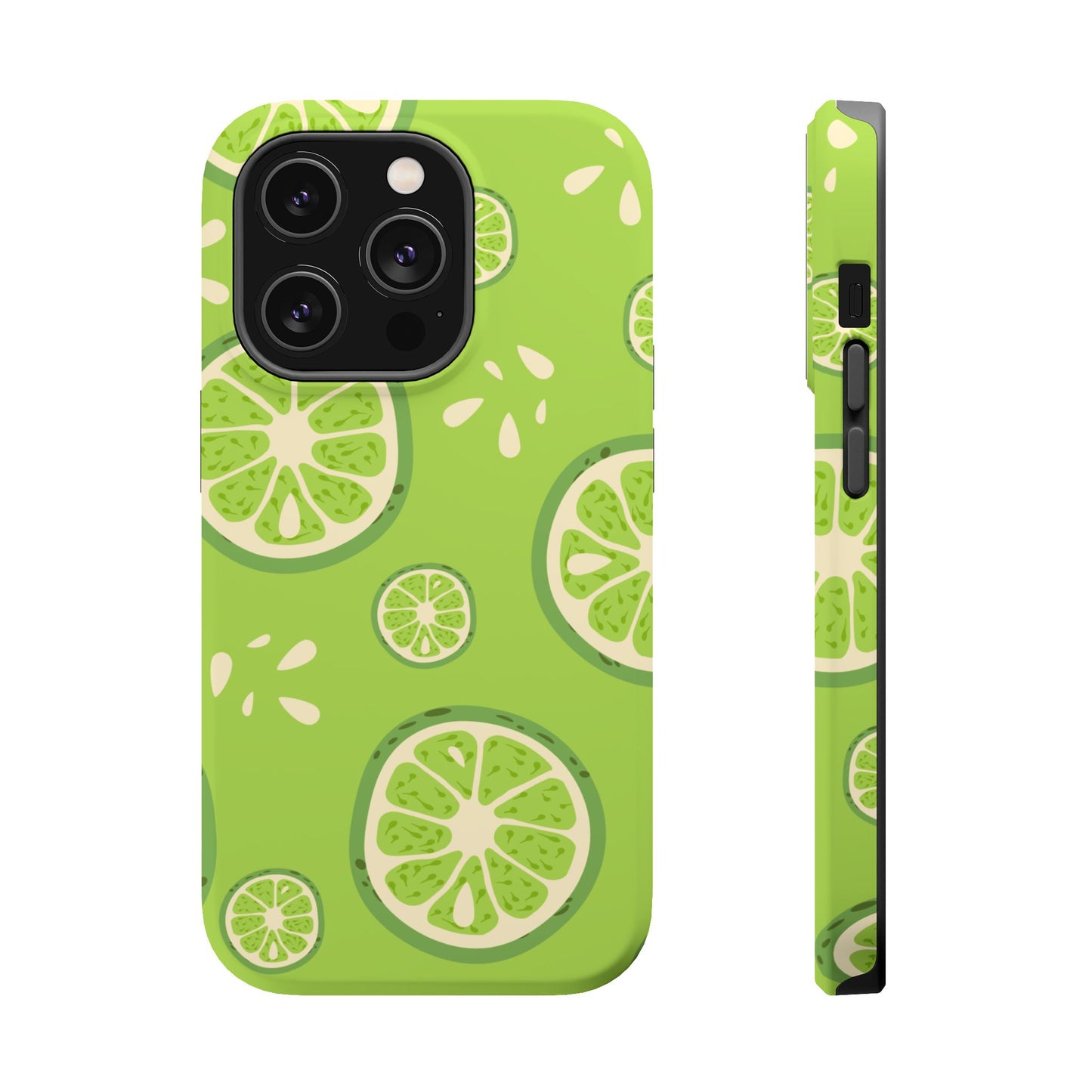 Zesty Lime Splash Tough MagSafe iPhone Case – Fresh Citrus Design, Dual-Layer Protection