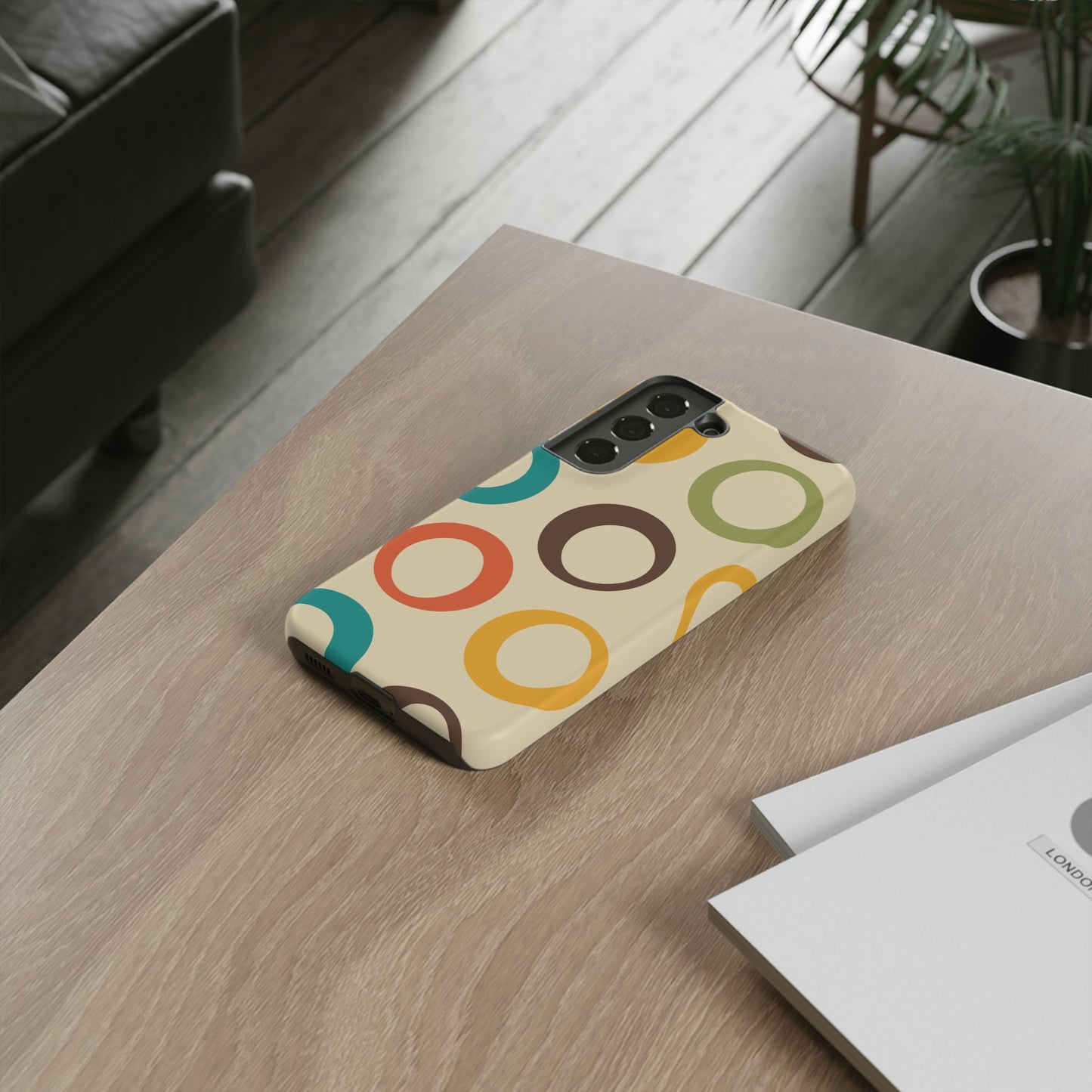 Retro Colorful Rings Samsung Galaxy Case – Shockproof, Matte Finish, Dual-Layer Protection