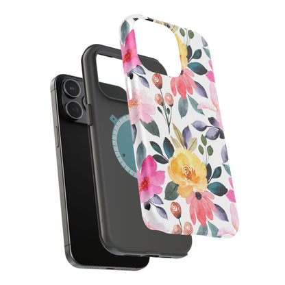 Blossoming Beauty – MagSafe Case with Pastel Floral Watercolor Design