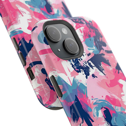 Vibrant Pink & Navy Abstract Splash – MagSafe iPhone Case