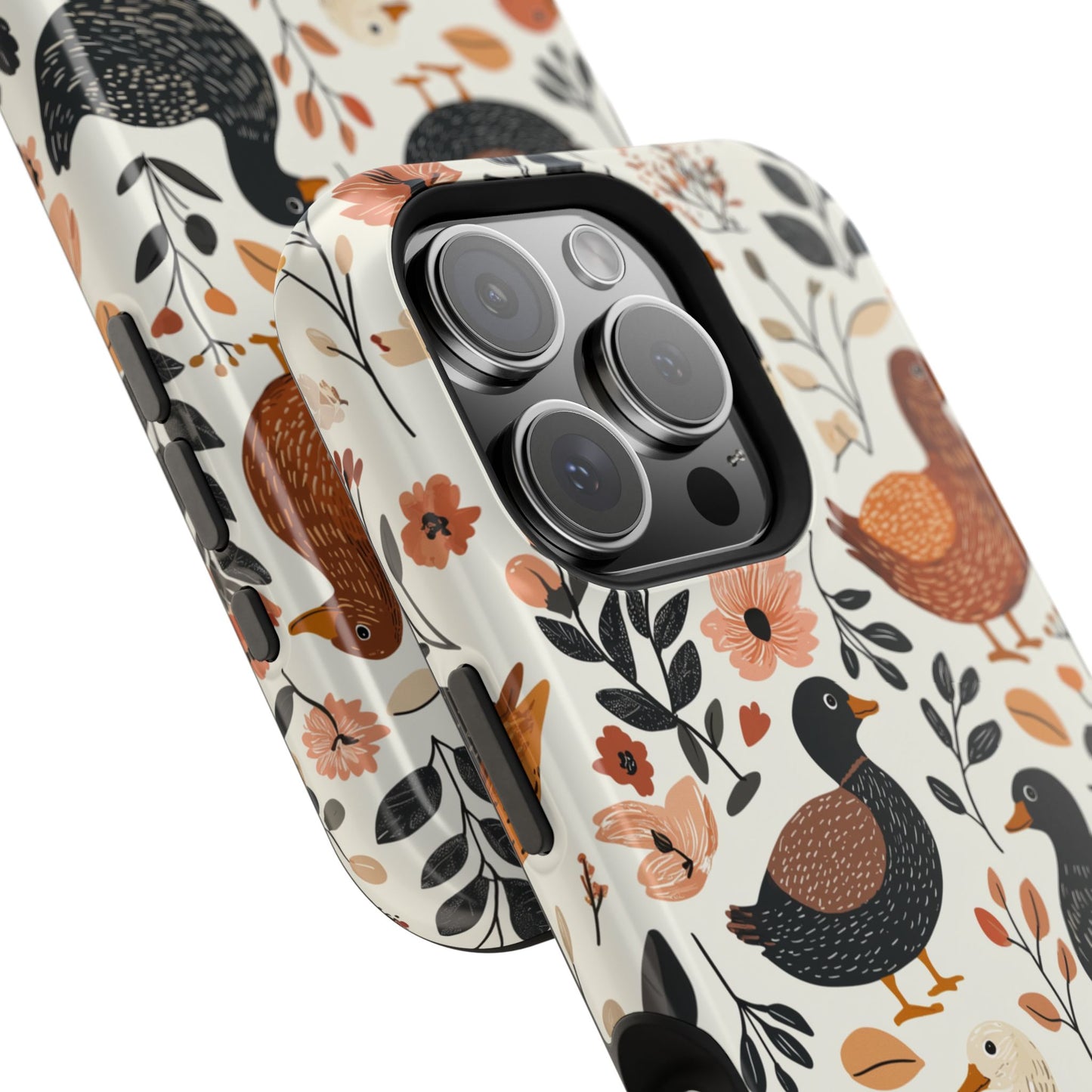 MagSafe iPhone Case: Vintage Duck – Floral & Leaf Design