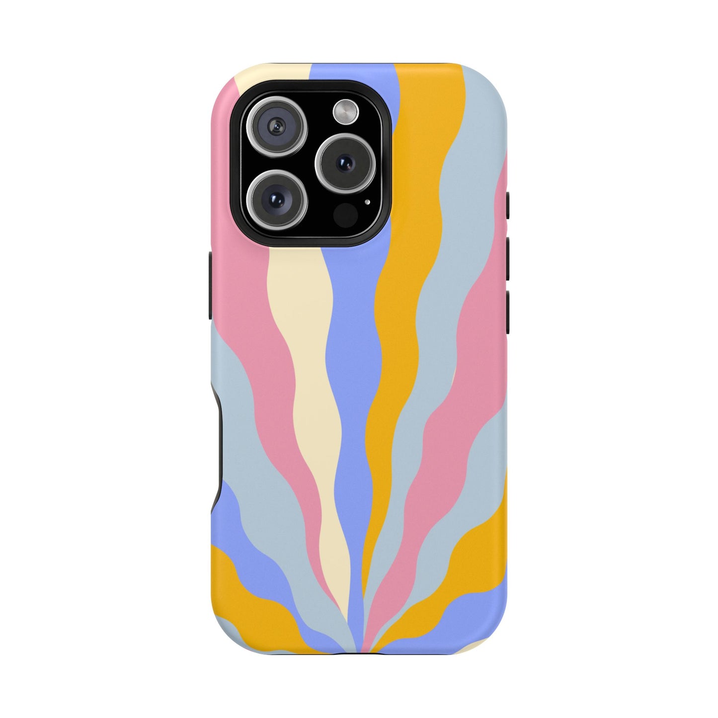 Pastel Radiance MagSafe iPhone Case – 70s-Inspired Dual-Layer Design with Wavy Sunburst Pattern