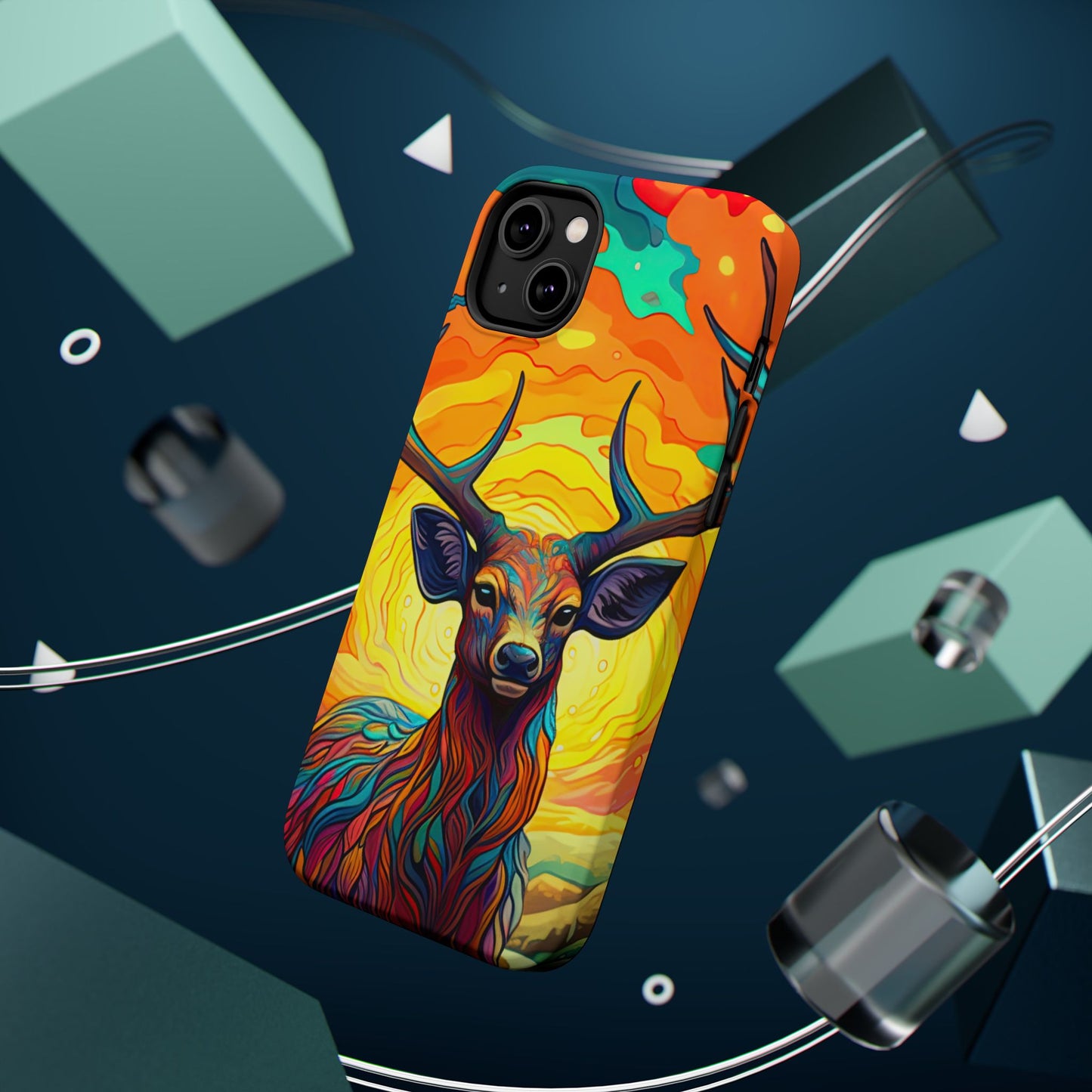 Vibrant Stag in Bloom – MagSafe iPhone Case