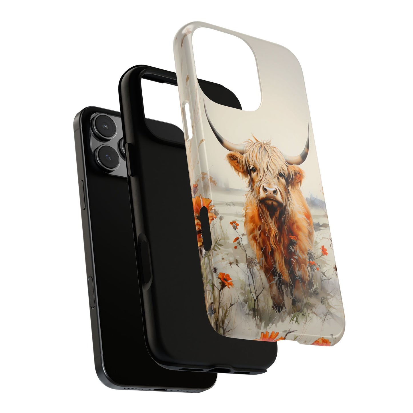 Cutest Highland Cow & Flowers Phone Case!