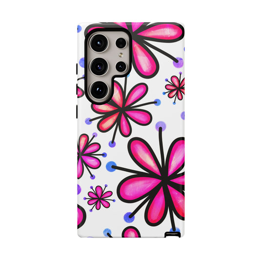 Pink Retro Bloom Samsung Galaxy Case – Ultra-Slim Design, Glossy Finish