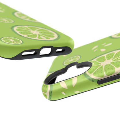 Zesty Lime Splash Tough MagSafe iPhone Case – Fresh Citrus Design, Dual-Layer Protection