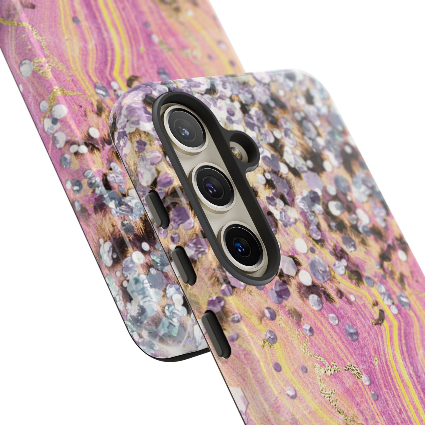 Crystal Glam Leopard - Samsung Galaxy Series Case with Glitter and Gem Accents