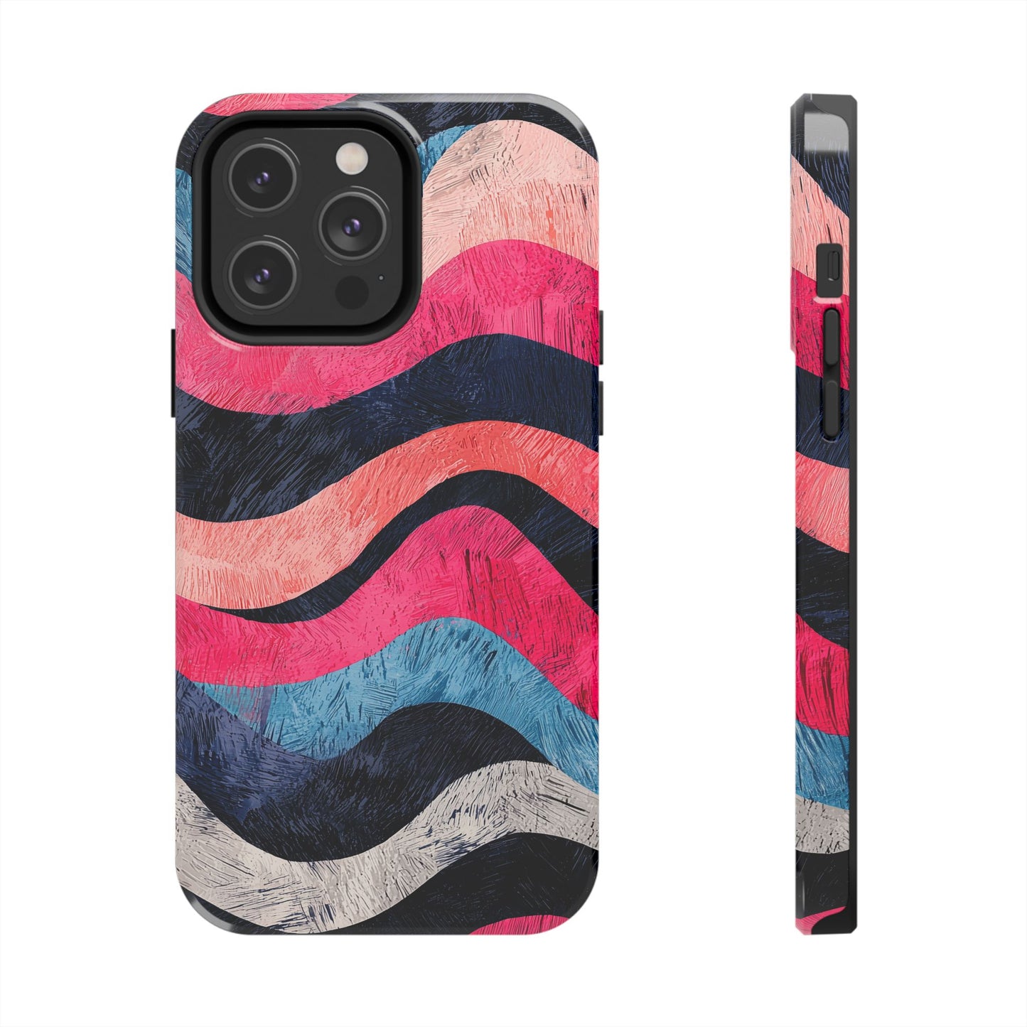 Abstract Wave Pattern iPhone Case – Shockproof, Matte Finish, Dual-Layer Protection