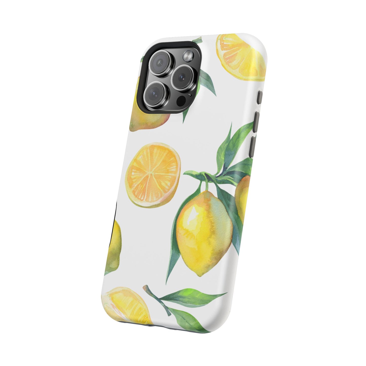 Lemon Grove Watercolor Tough MagSafe iPhone Case – Fresh Citrus Design, Dual-Layer Protection