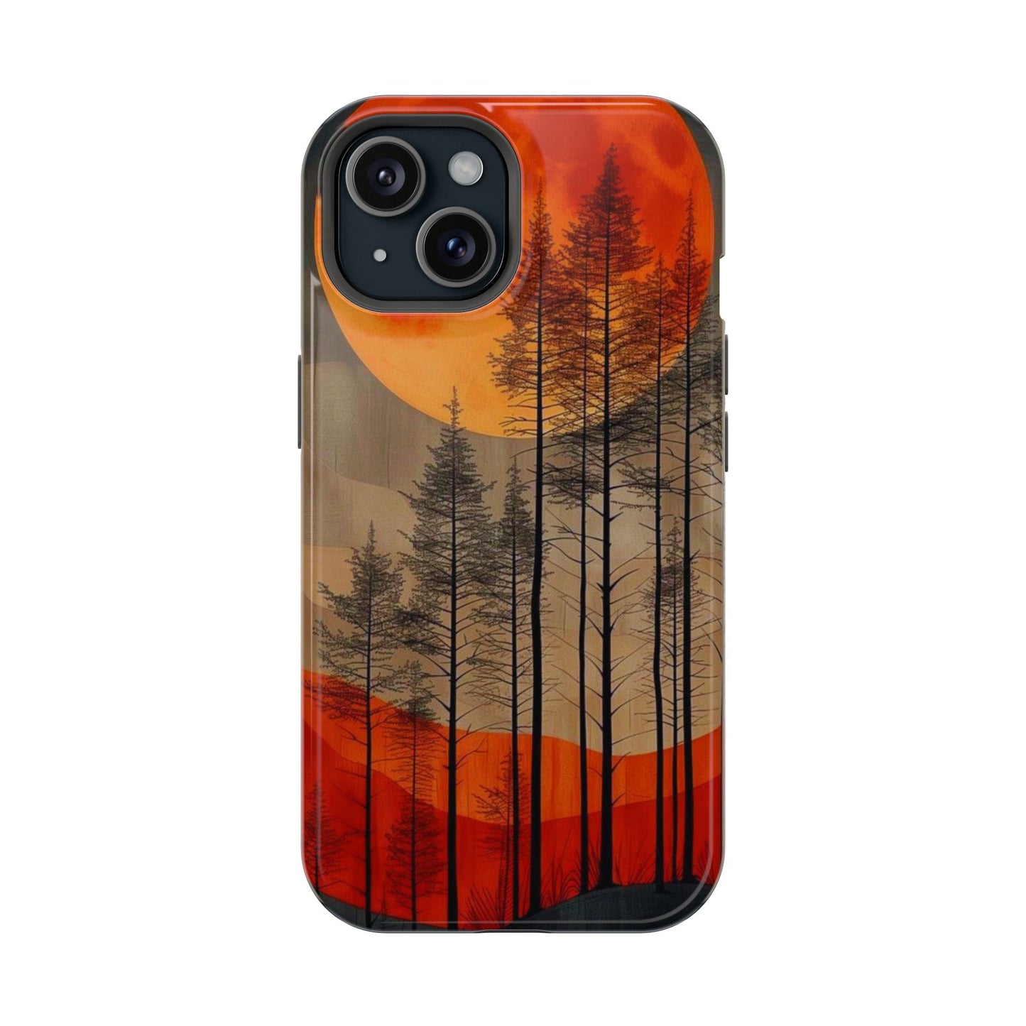 Moody Forest Moonrise MagSafe iPhone Case – Dark Landscape Design, Dual-Layer Protection