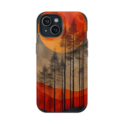 Moody Forest Moonrise MagSafe iPhone Case – Dark Landscape Design, Dual-Layer Protection