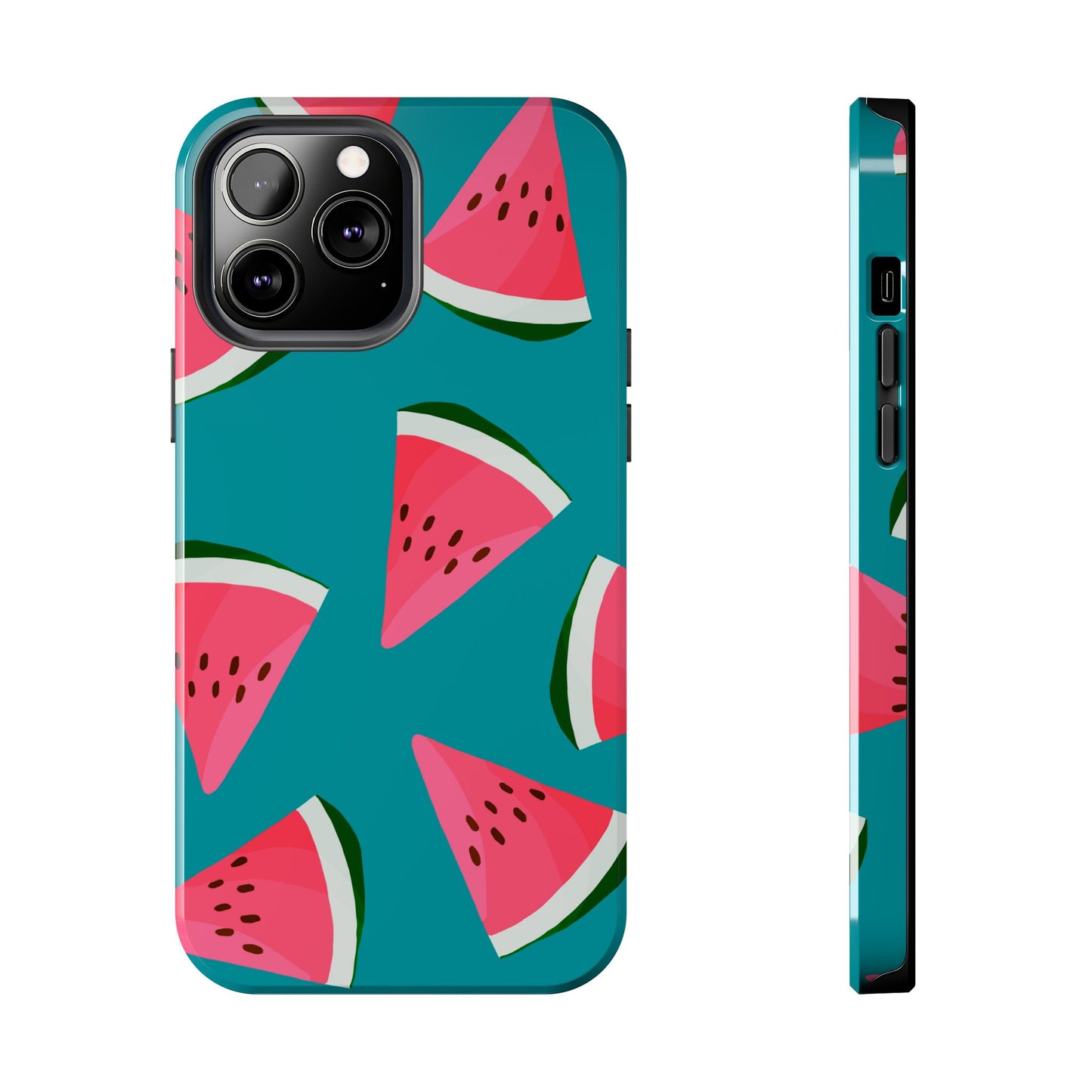 Watermelon Bliss iPhone Case – Vibrant Summer Fruit Design on Teal Background