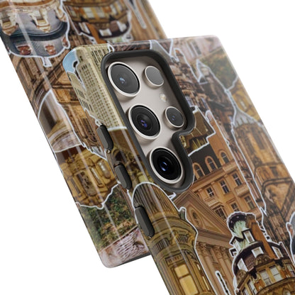 Vintage Architectural Collage Samsung Galaxy Case – Tough Dual-Layer Protection with Matte Finish