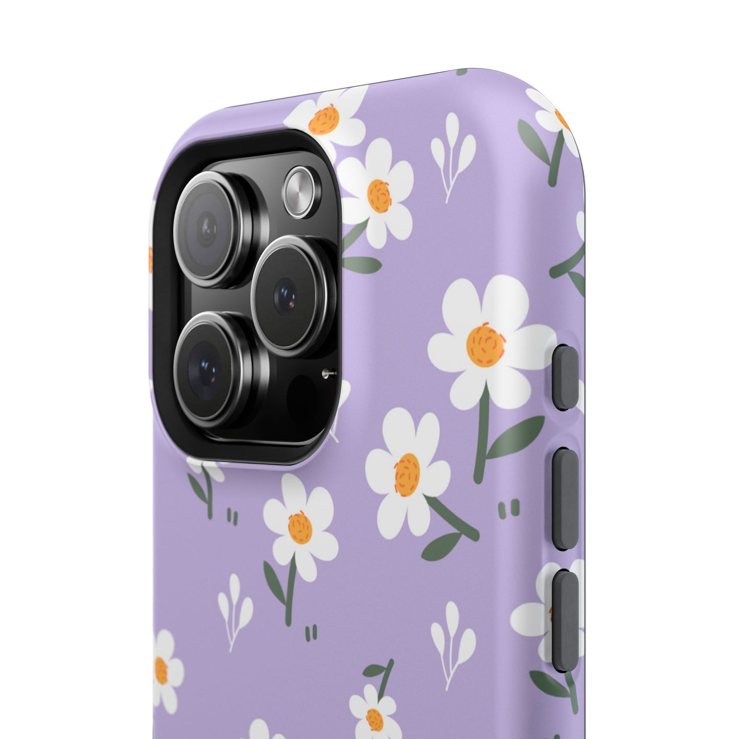 Purple Daisy Garden MagSafe  iPhone Case – Soft Lavender Background, Shockproof Protection with Slim Fit