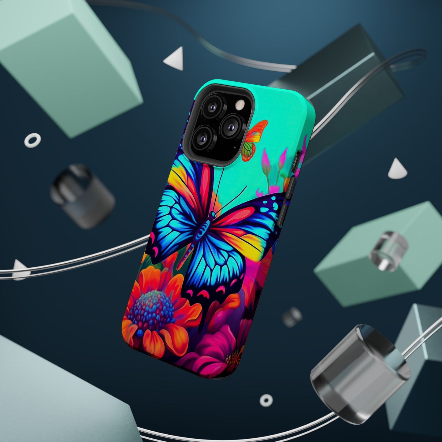 Vivid Butterfly & Floral Burst - MagSafe iPhone Case