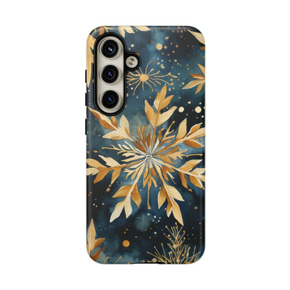 Gold Floral Snowflakes on Midnight Blue - Samsung Galaxy Series Case