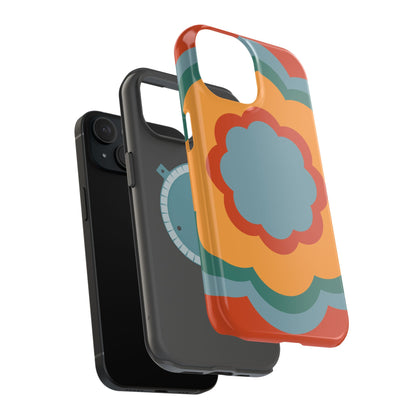 Retro Flower Power MagSafe iPhone Case – Bold 70s-Inspired Design with Dual-Layer Protection