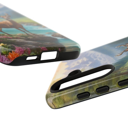 Alpine Serenity – Stag in Mountain Bliss Samsung Galaxy Phone Case