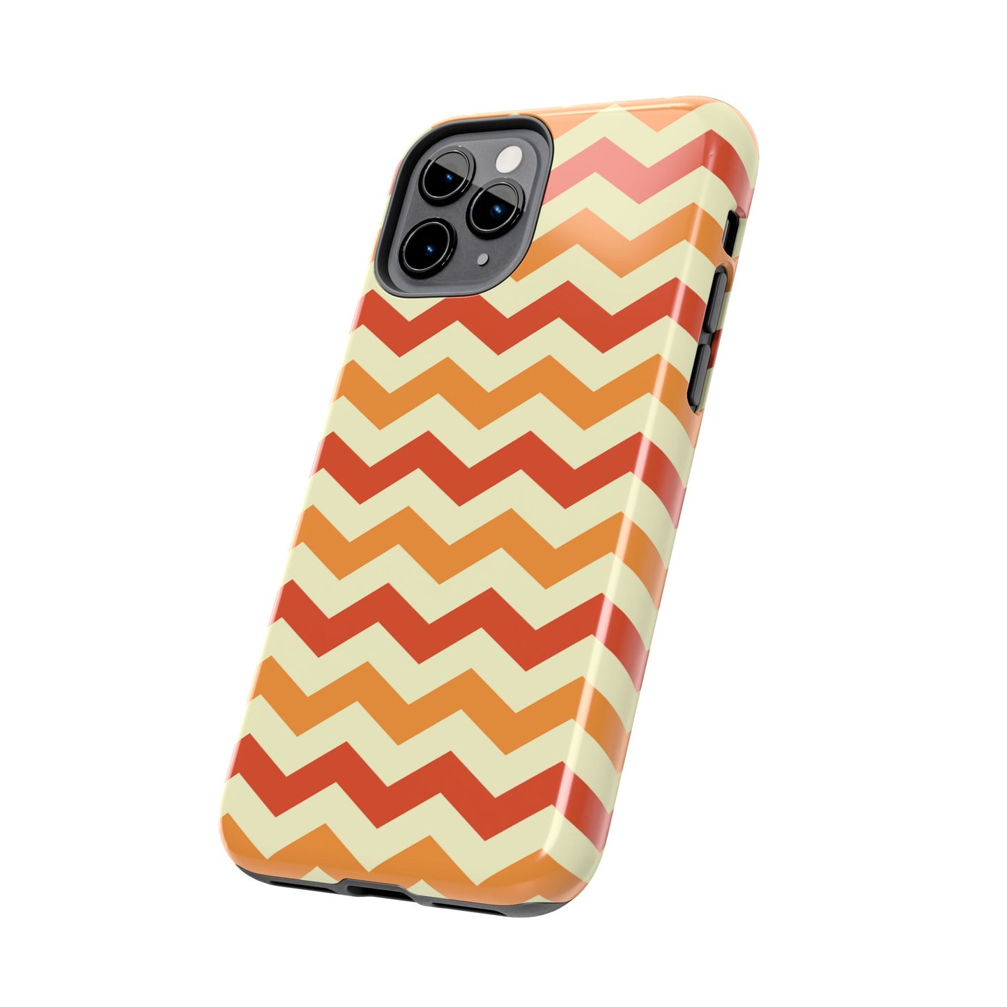 Warm Sunset Chevron – Orange, Red & Cream Geometric iPhone Case