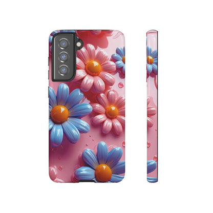 Pastel Daisy 3D Samsung Galaxy  Case – Glossy Pink and Blue Floral Design, Full Protection
